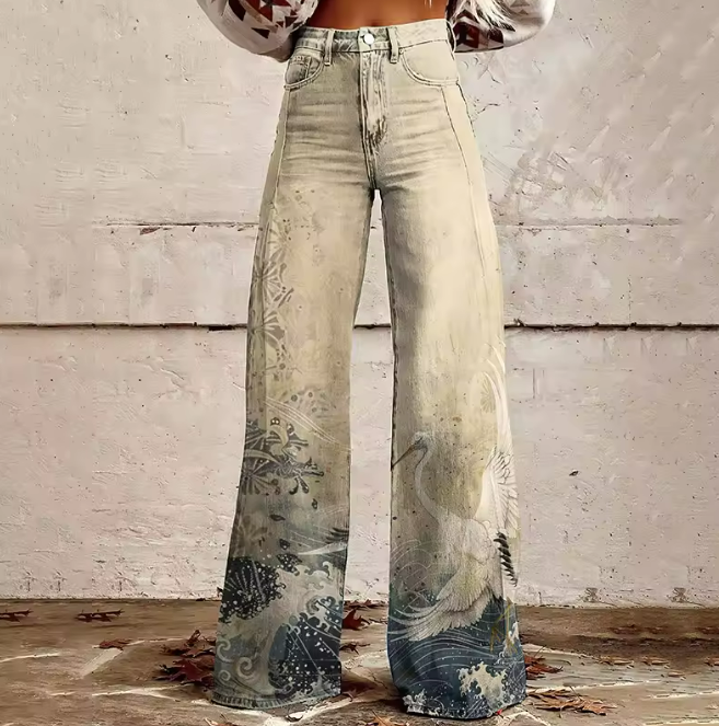Zoe® | Wijde uitlopende broek met print