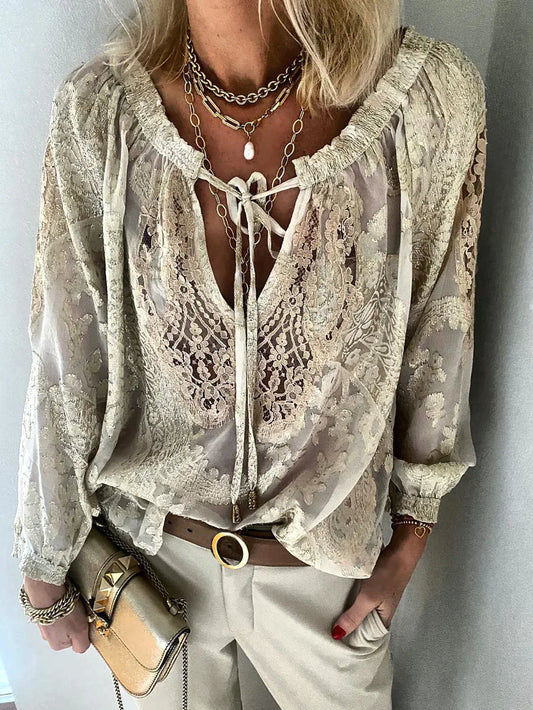Trinidad® | Blouse met lange mouwen en kanten details