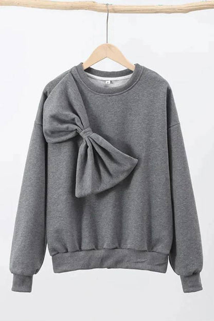 Tess® | Effen losse sweatshirts met ronde hals en lange mouwen met strik