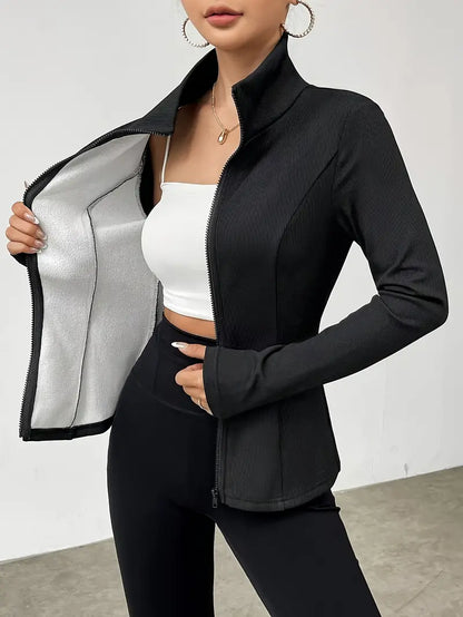 Una® | Slim-fit jack met hoge taille en ritssluiting, perfect om als laagje te dragen