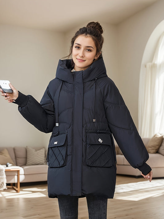 Yasmina® | Casual, gezwollen jack met capuchon en ritssluiting, perfect voor de herfst/winter