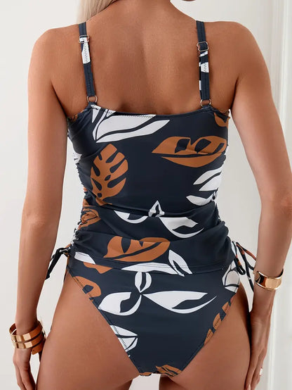 Tessa® | Duo tankini met bladmotief en trekkoord
