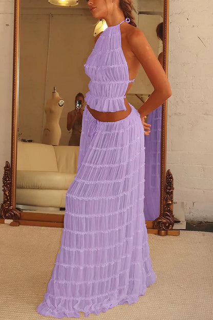 Violet® | Passion And Romance geplooide elastische bandjes aan de achterkant, verstelbare haltertanktop