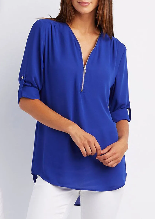 Yasmina® | Blouse met V-hals en ritssluiting