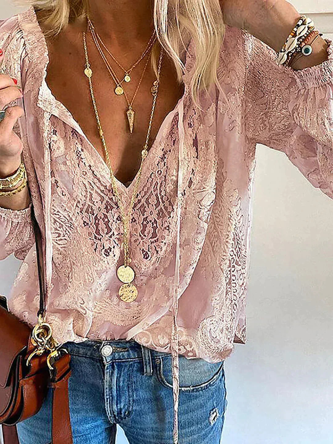 Trinidad® | Blouse met lange mouwen en kanten details