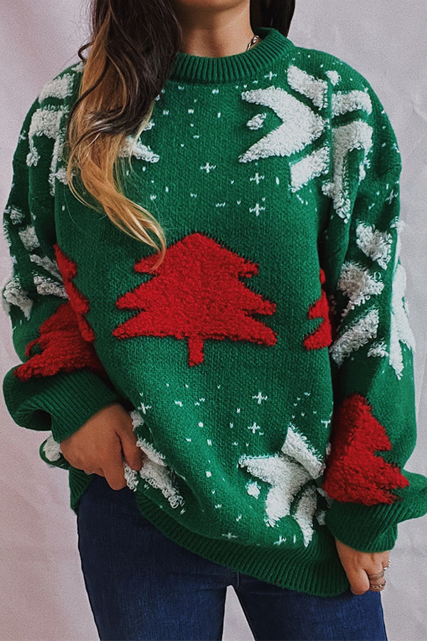 Zoraida® | Gebreide trui met ronde hals en lange mouwen met kerstpatroon