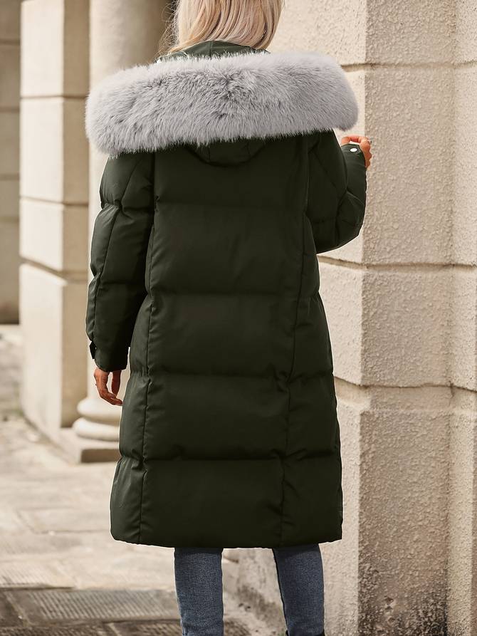 Zuleyka® | Lange puffer winterjas met bontkraag