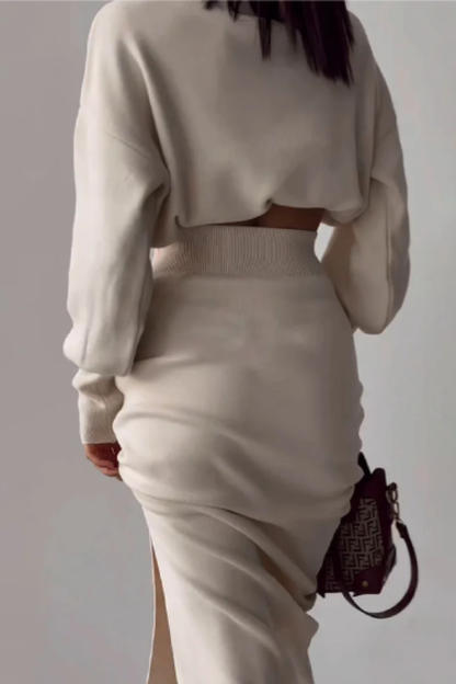 Tessie® | Elegante tweedelige set met coltrui met splitzoom
