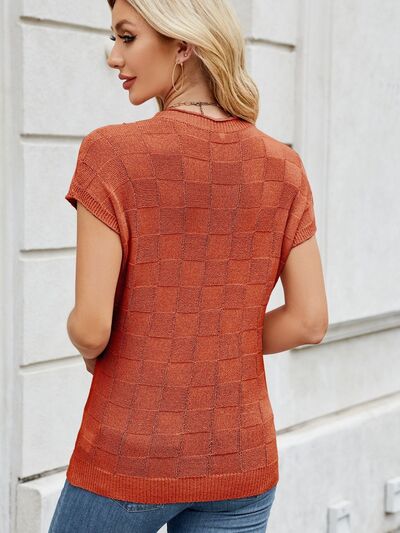 Thalia® | Gebreide top met korte mouwen en ronde hals