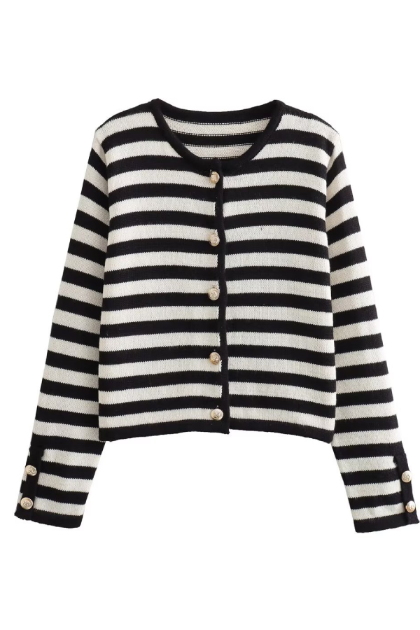 Tina® | Modieuze casual slim-fit crop-top met gestreept vest