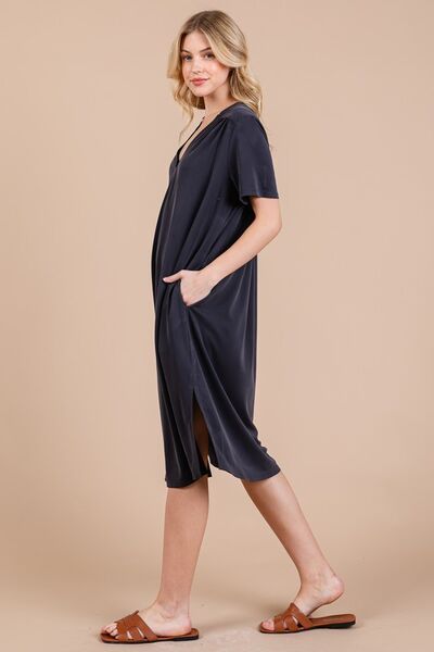 Zulema® | Midi-jurk met korte mouwen, zijsplit en zakken