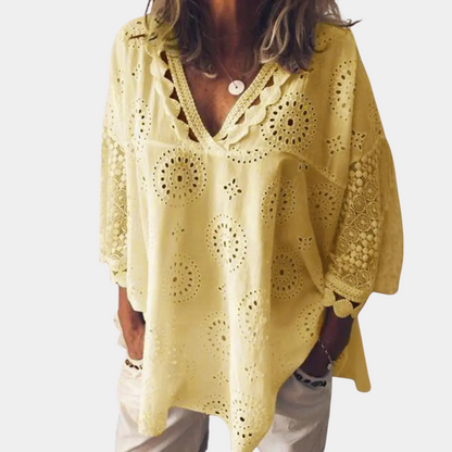 Úrsula® | Elegante kanten damesblouse met V-hals