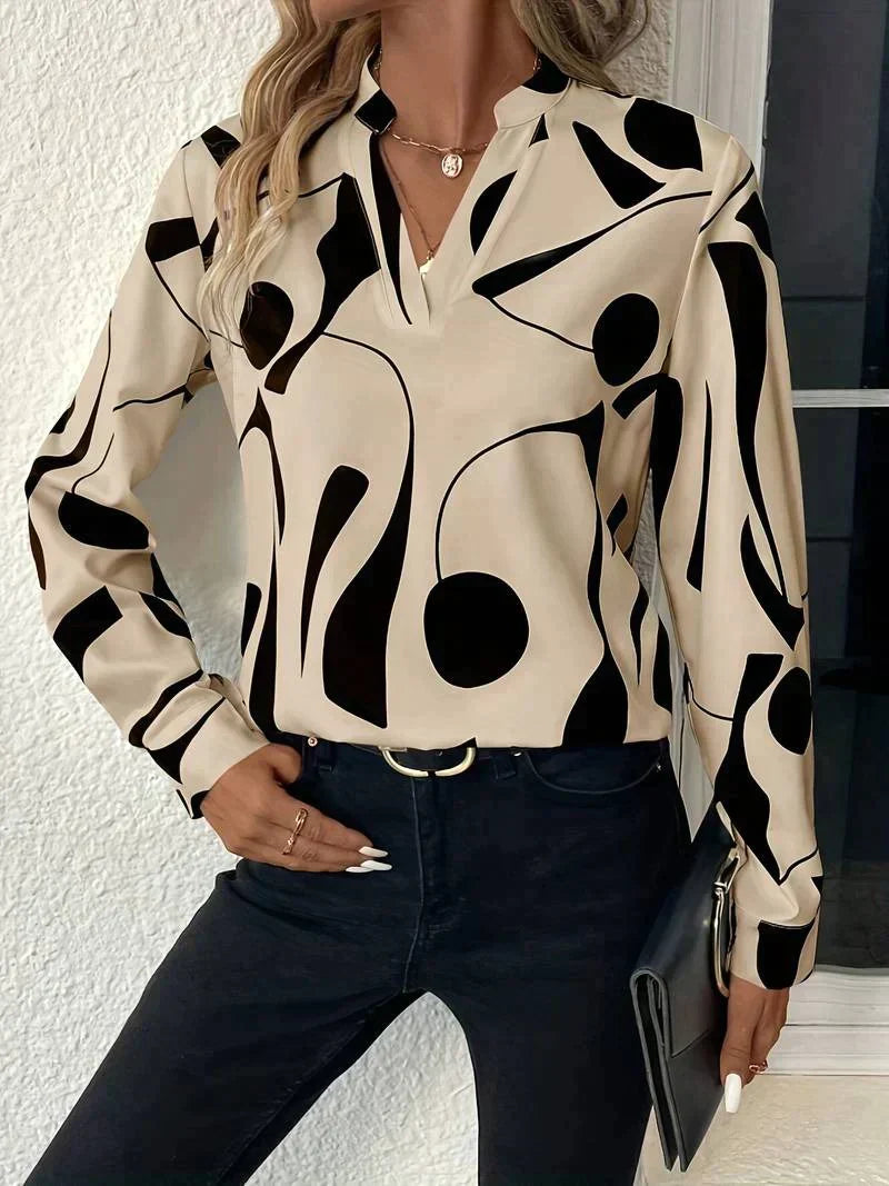 Undine® | Mooie blouse met V-hals en print