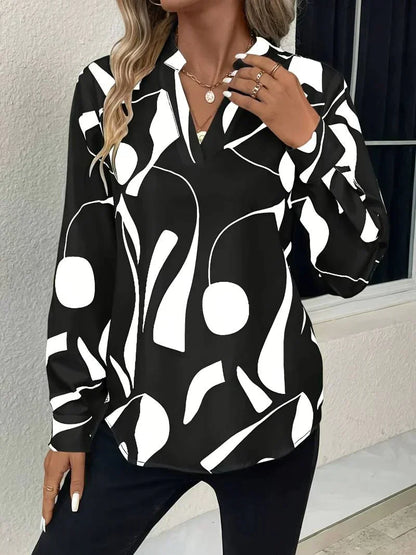 Undine® | Mooie blouse met V-hals en print