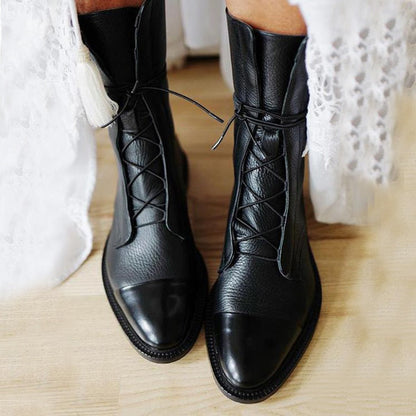 Zoraida® | Leren dameslaarzen met vetersluiting