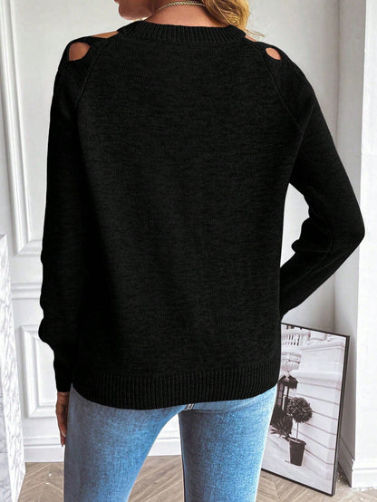 Thalia® | Eenvoudig zwart shirt met lange mouwen