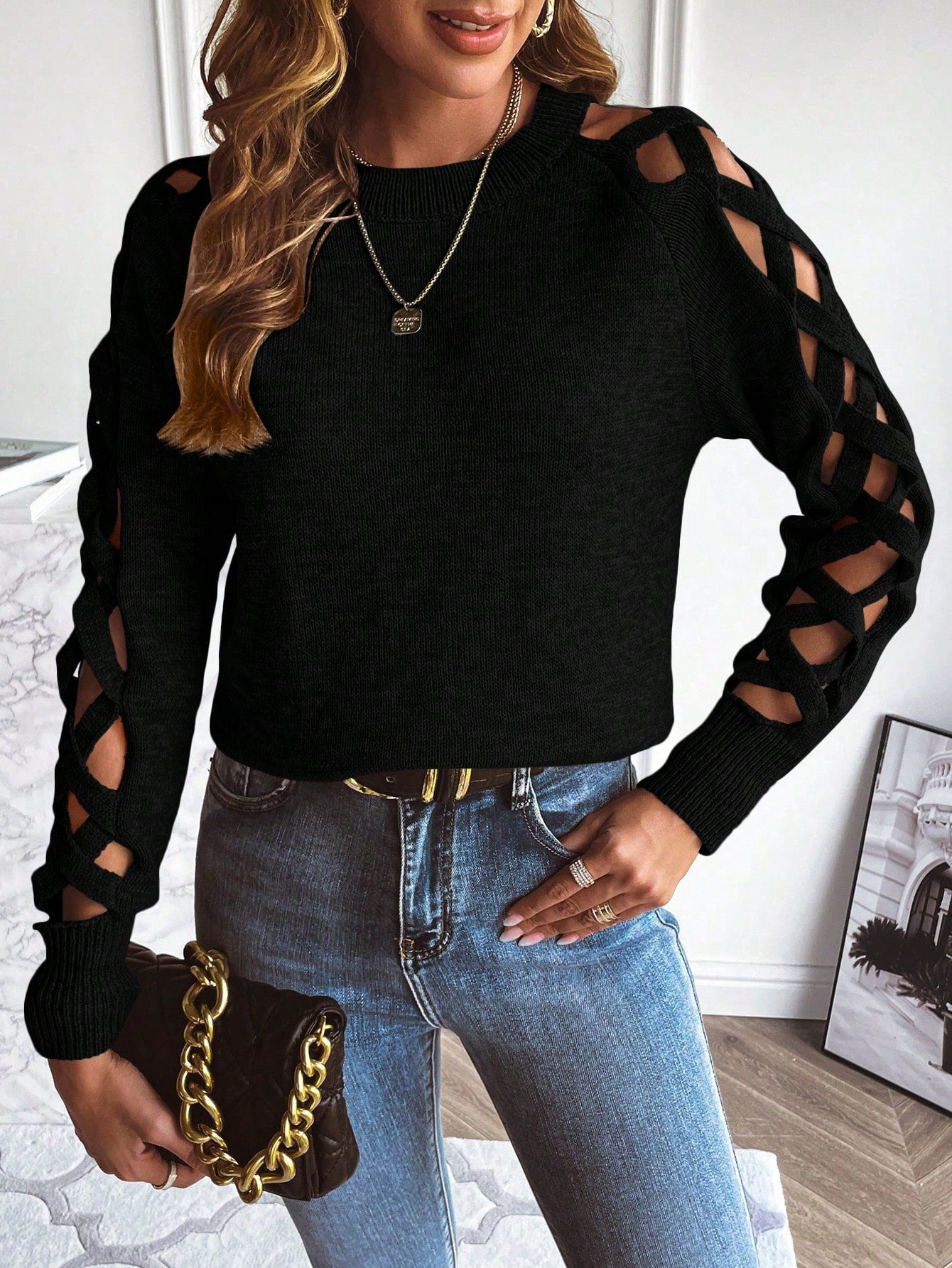 Thalia® | Eenvoudig zwart shirt met lange mouwen