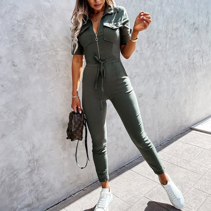 Thyra® | Danielle nauwsluitende cargo-jumpsuit met ritssluiting voor dames