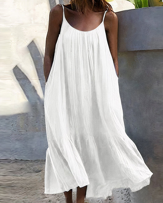 Teresa® | Eenvoudige mouwloze midi-jurk