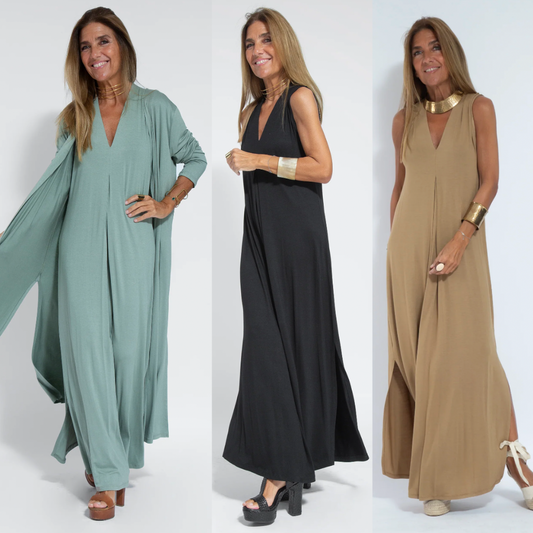 Yazmin® | Lange afslankjurk en vestset