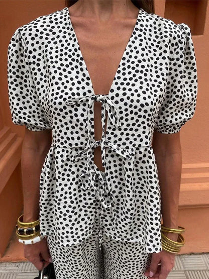 Twyla® | Shirt met korte mouwen en casual broek