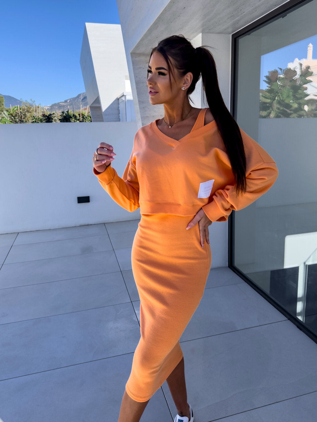Treasa® | Casual set van sweatshirt en jurk