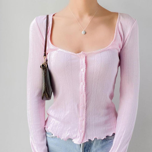 Zoraida® | Roze casual top met vierkante halslijn