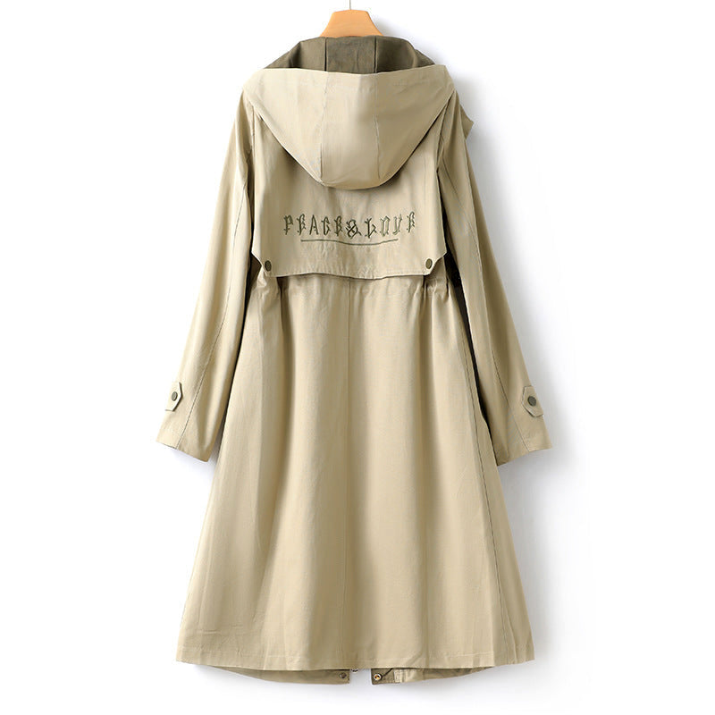 Zoe® | Trenchcoat met capuchon, trekkoord en raglanmouwen