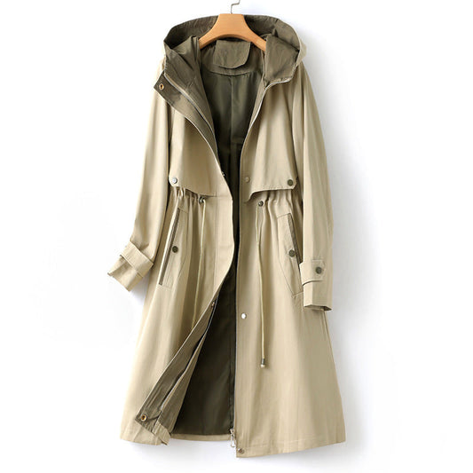 Zoe® | Trenchcoat met capuchon, trekkoord en raglanmouwen