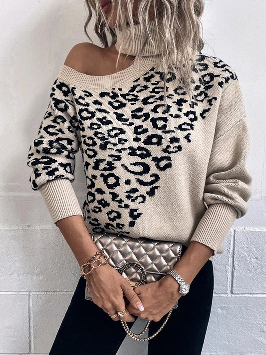 Zoe® | Trui met luipaardprint en verlaagde schouder