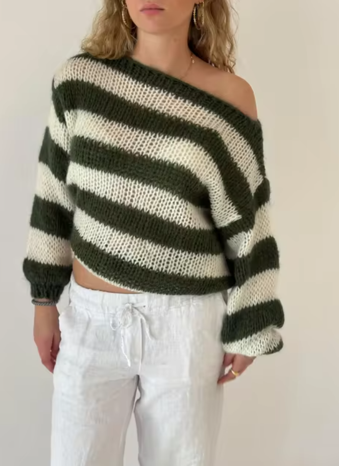 Zulema® | Gestreepte losse trui met boothals