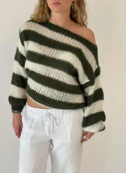 Zulema® | Gestreepte losse trui met boothals