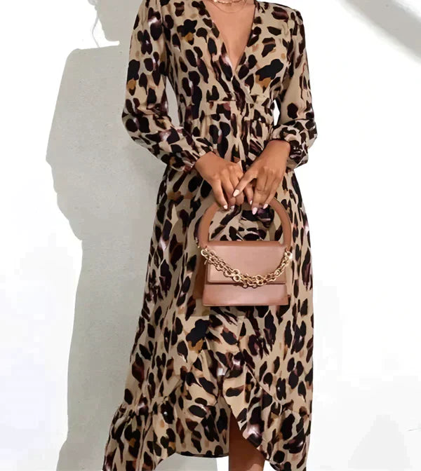 Zuleyka® | Jurk met V-hals en luipaardprint