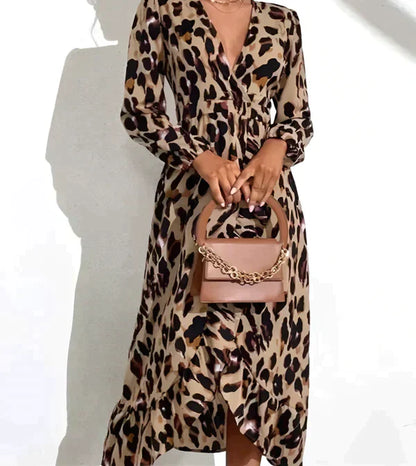 Zuleyka® | Jurk met V-hals en luipaardprint