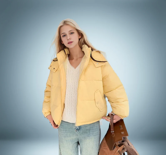 Yasmina® | Bruin donsjack met capuchon
