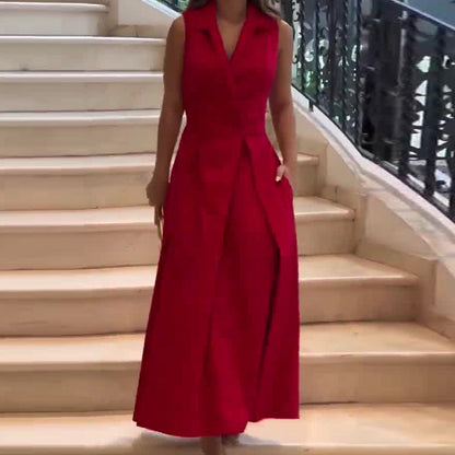 Zuleyka® | Paarse midi-jurk met V-hals