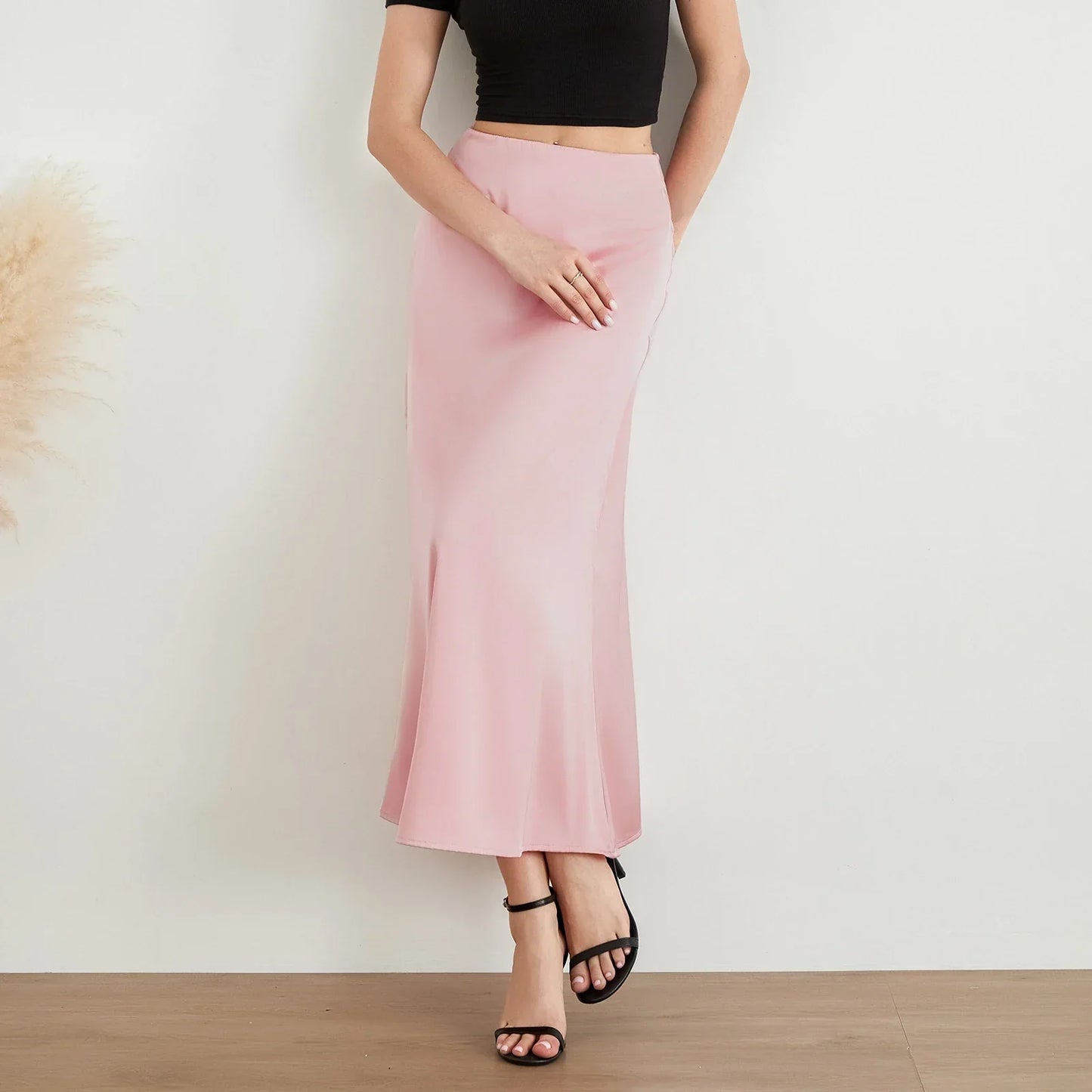 Trinity® | Modieuze, glanzende, lange satijnen rok