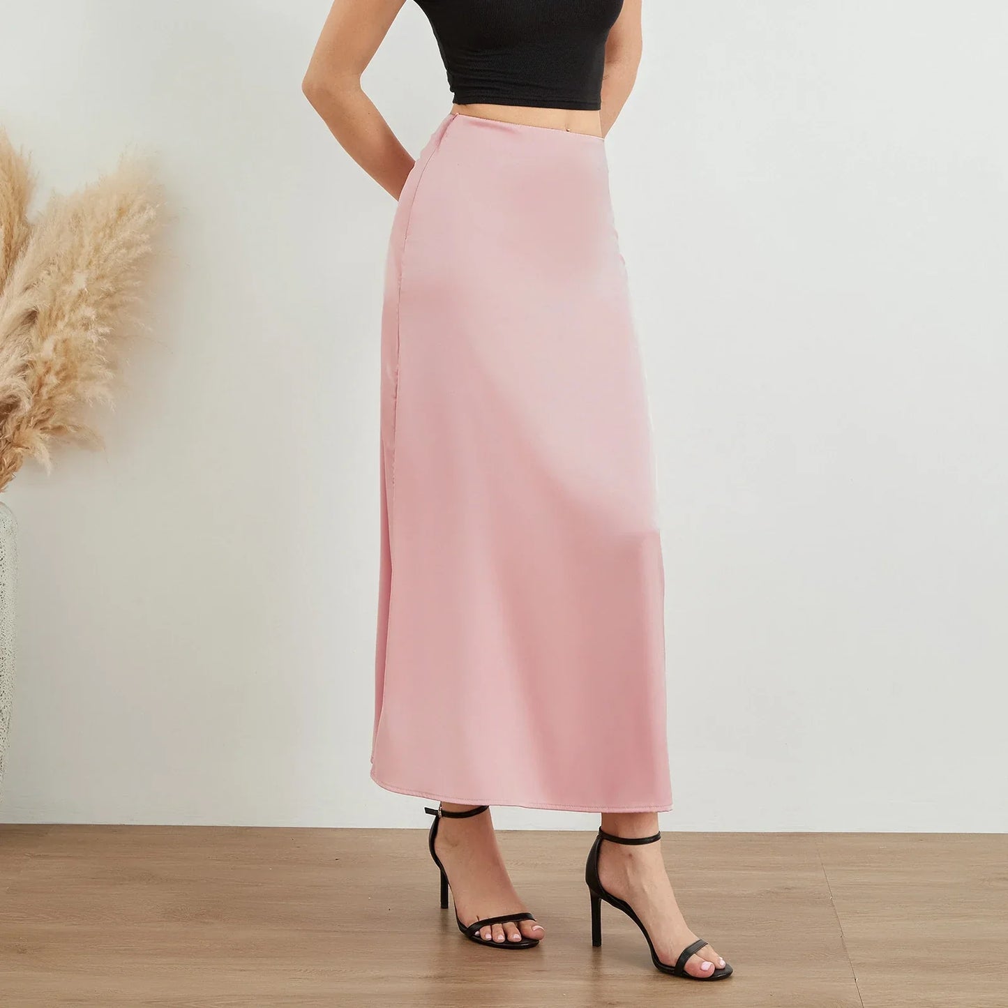 Trinity® | Modieuze, glanzende, lange satijnen rok