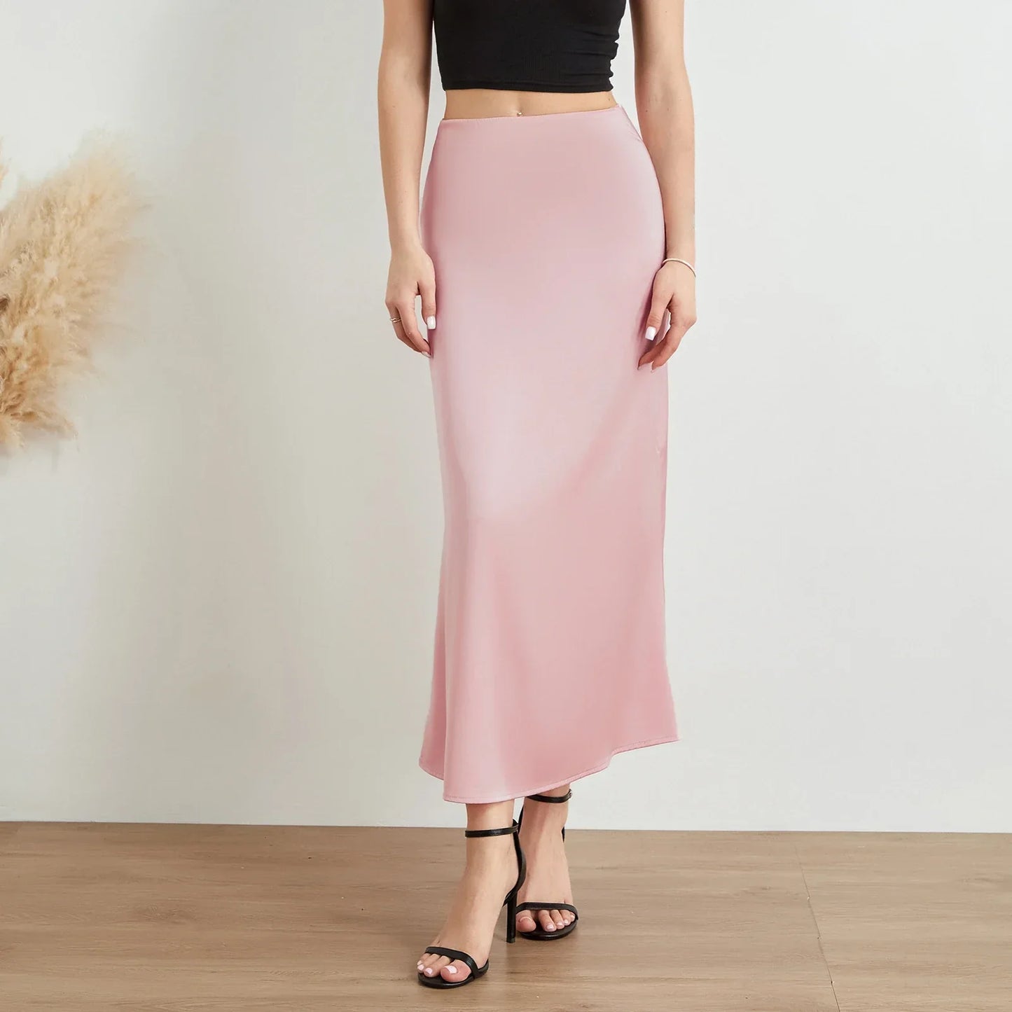 Trinity® | Modieuze, glanzende, lange satijnen rok