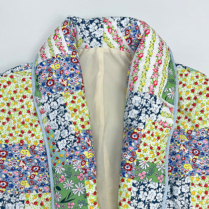 Teresa® | Groen gewatteerde damesjas met vintage bloemenprint