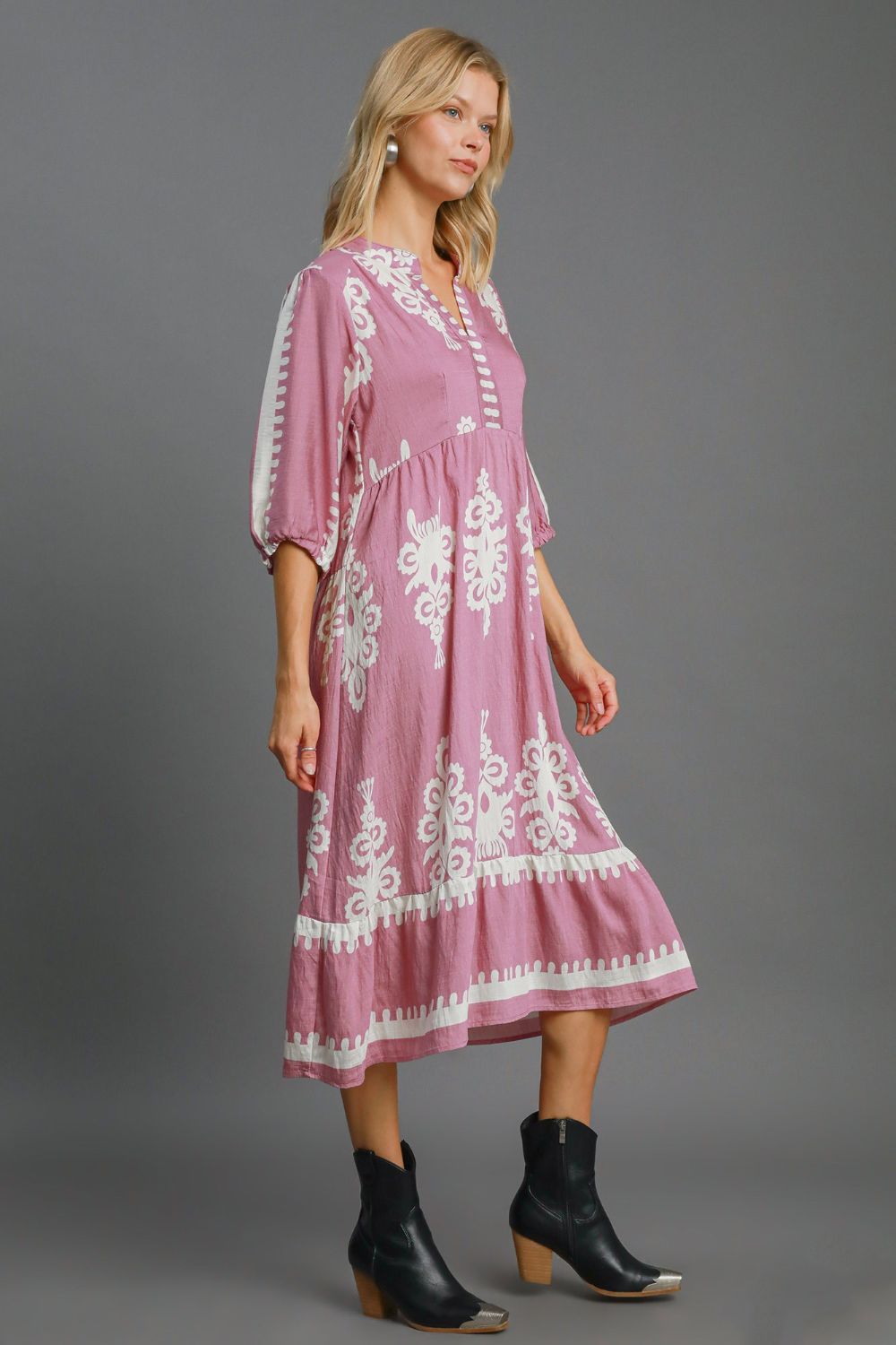 Ursula® | Midi-jurk met print en inkepingen