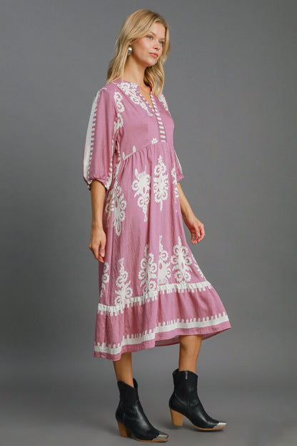 Ursula® | Midi-jurk met print en inkepingen