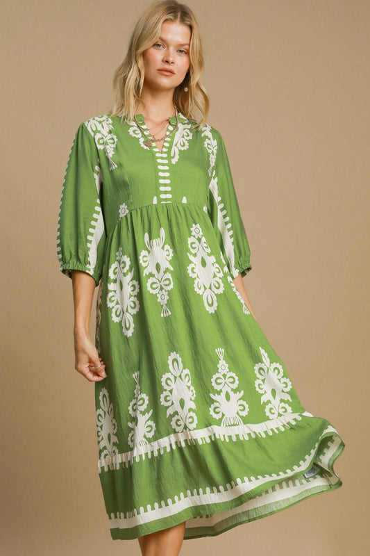 Teresa® | Midi-jurk met print en inkepingen