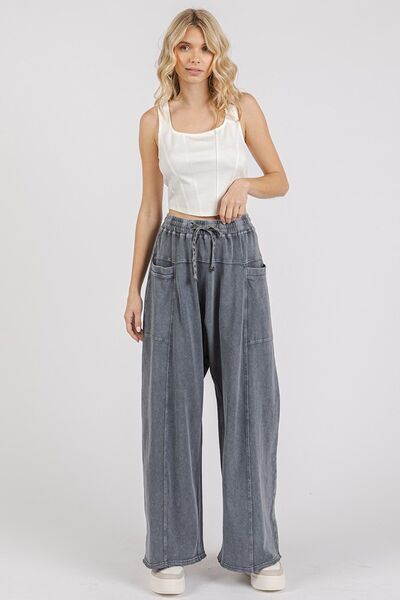 Yasmina® | Wijde broek met elastische tailleband en tonvormige pijpen