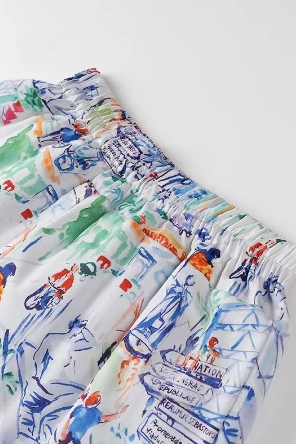 Trina® | Set van katoenen shorts met graffitiprint
