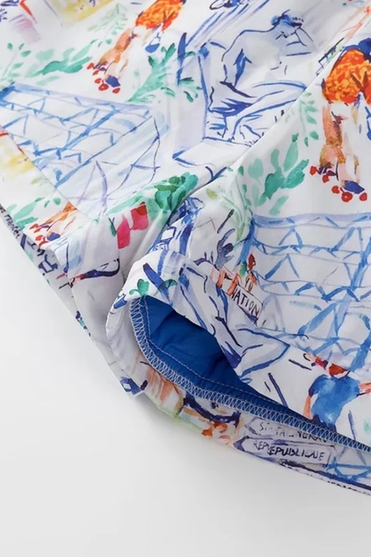 Trina® | Set van katoenen shorts met graffitiprint