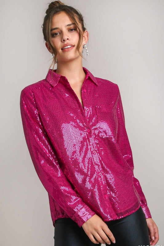 Teresa® | Shirt met lange mouwen, pailletten en borstzak aan de zijkant