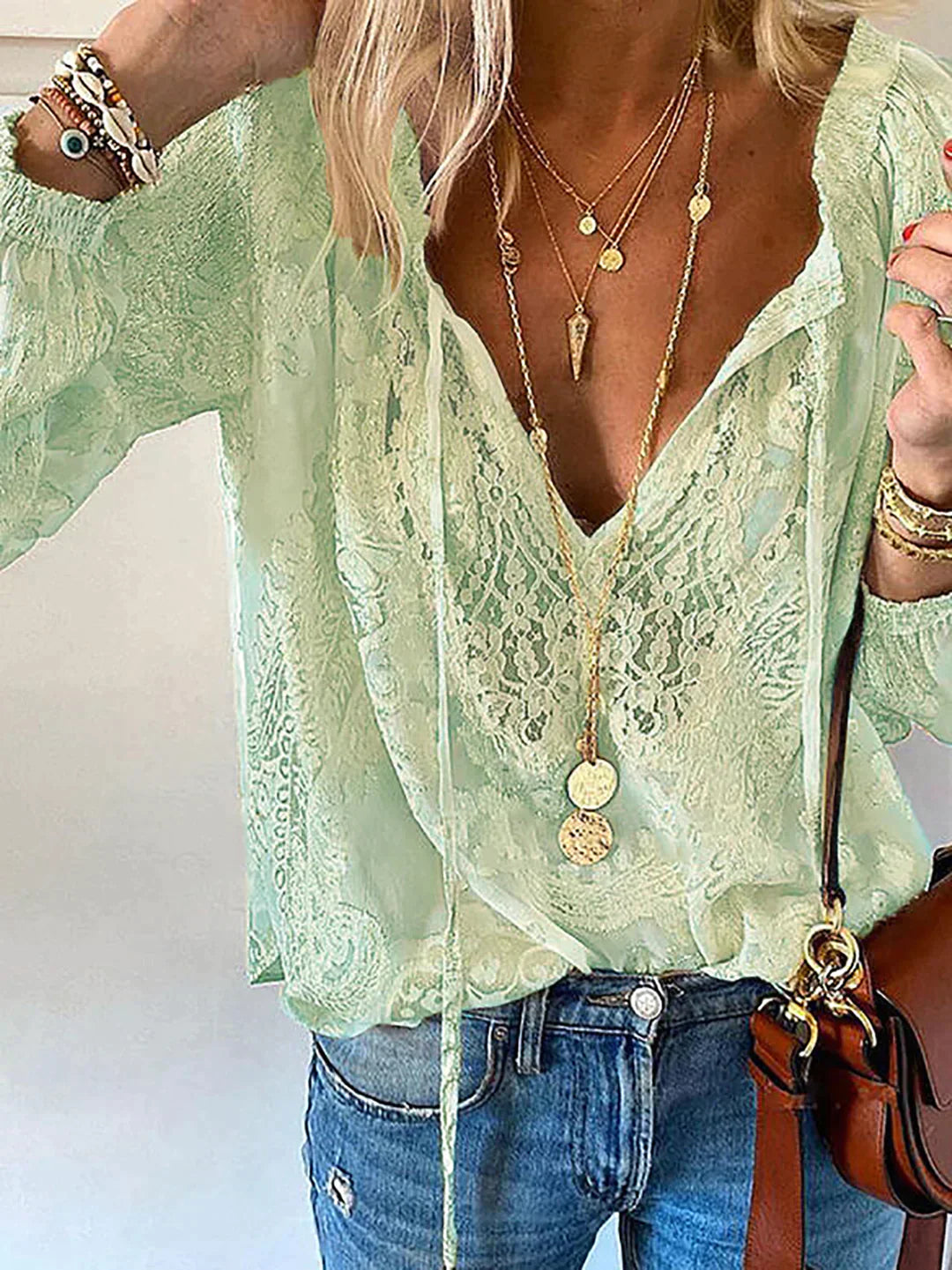 Trinidad® | Blouse met lange mouwen en kanten details