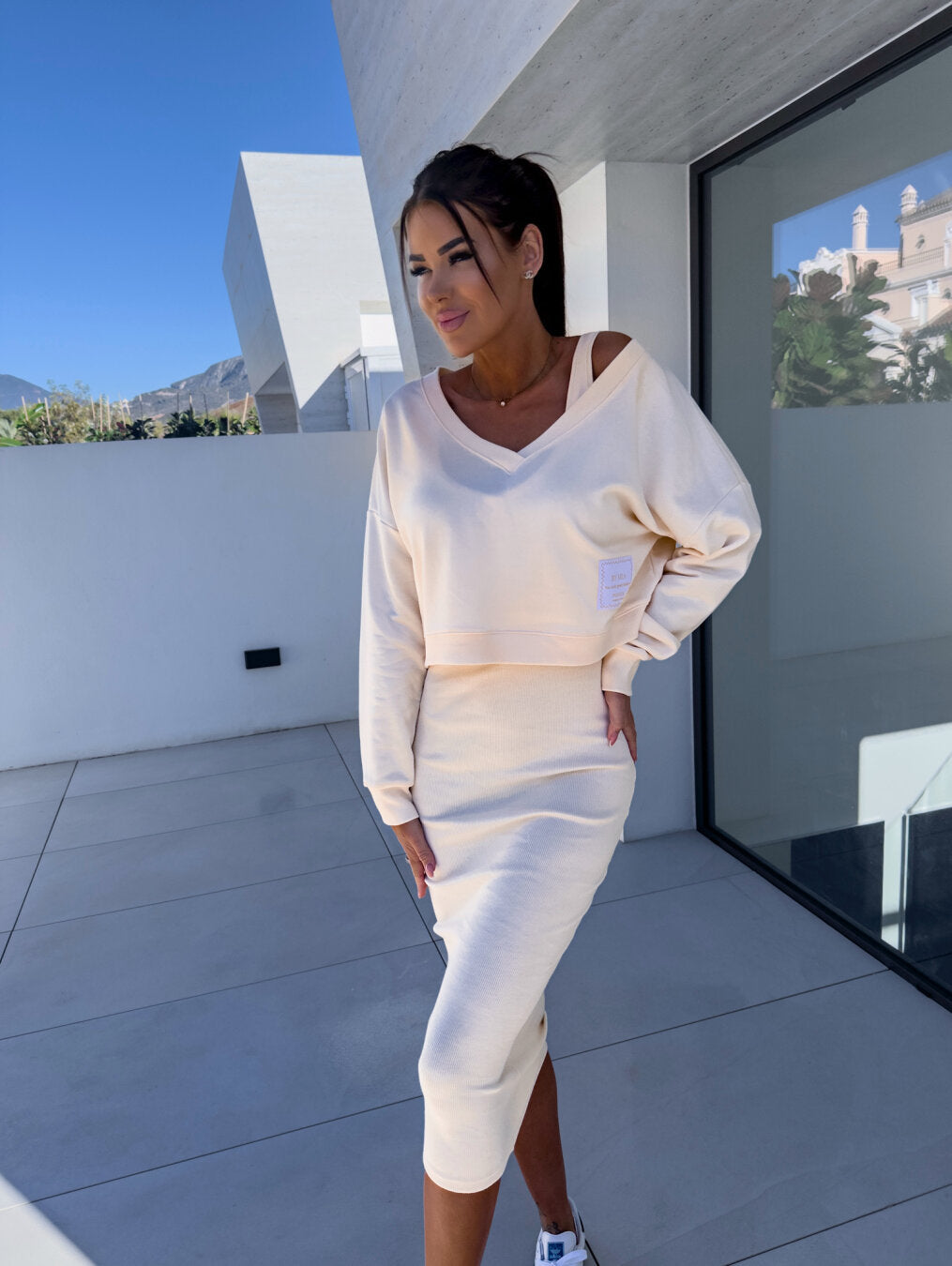 Treasa® | Casual set van sweatshirt en jurk