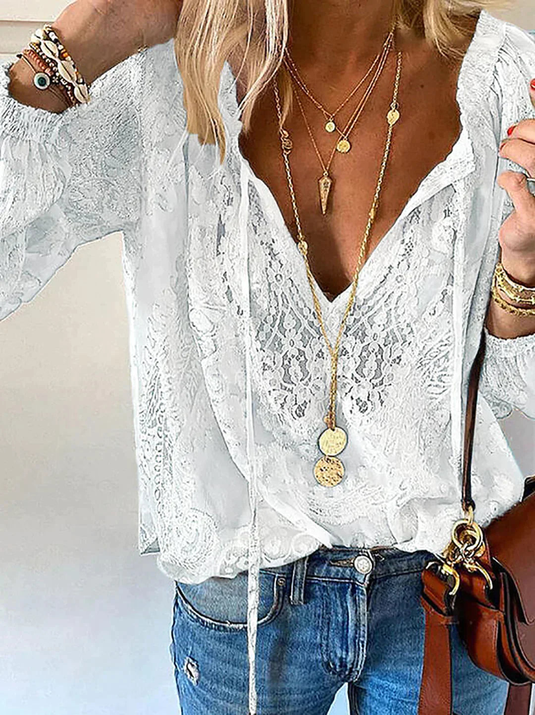 Trinidad® | Blouse met lange mouwen en kanten details